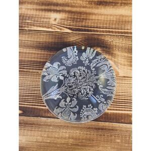 Glass Dome Paperweight Black‎ White Round Abstract Design New